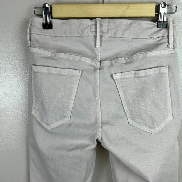 Mother Looker Dagger Lace Trim Ankle Skinny Jeans Size 26 Blush Pink High Waist